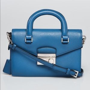 Prada Saffiano Leather Mini Top Handle Crossbody Flap Bag